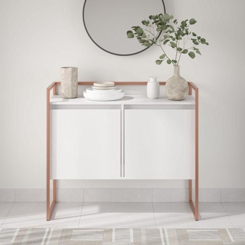 Buffet Lótus Prime Industrial 2 Portas MDP 100,9cm Branco Plata Móveis