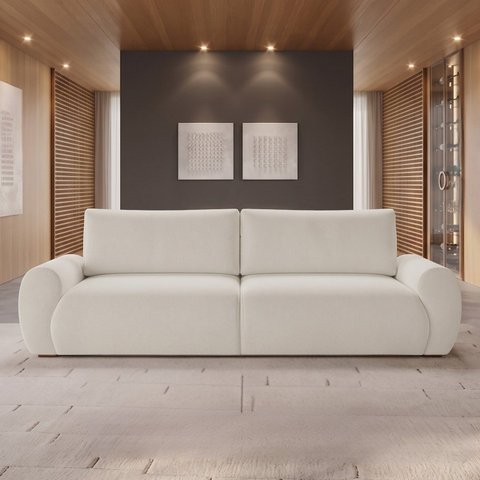 Sofá Living 3 Lugares Chenille Bege Tec.2300 Murale 220cm Yescasa
