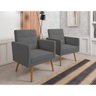 Kit 2 Poltronas Lux Decorativas Para Sala Quarto Suede Cinza - 1