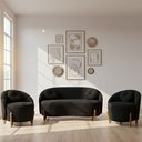 Ver imagem 1 de Kit 01 Sofá 2 Lugares + 02 Poltronas Orgânicos C/ Almofadas Curvo Sala Recepção Amsterdã Boucle Pret