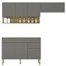 Armário de Cozinha 3 Peças Balcão sem Tampo 120cm Lina02 K02 Gris/Freijó - Mpozenato - 1