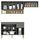 Ver imagem 3 de Armário de Cozinha 3 Peças Balcão sem Tampo 120cm Lina02 K02 Gris/Freijó - Mpozenato