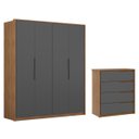 Ver imagem 1 de Conjunto Guarda-Roupa Atore e Cômoda Atria Amendola Grafito Demartez