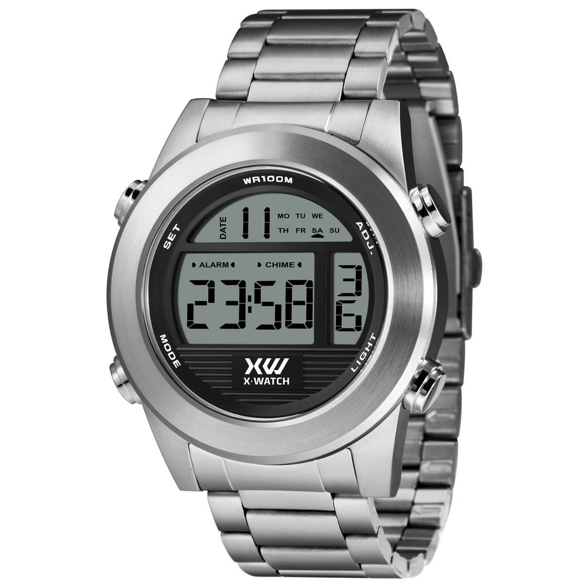 Relógio X-Watch Masculino Ref: Xmssd002 P2sx Digital Aço Prateado