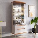 Ver imagem 1 de Cristaleira Adhalia Decorativa com Espelho, Iluminação Led, Vidro 4mm, Gavetas Telescópicas Mdf
