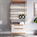 Ver imagem 2 de Cristaleira Adhalia Decorativa com Espelho, Iluminação Led, Vidro 4mm, Gavetas Telescópicas Mdf