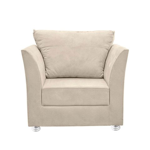Poltrona Cadeira Decorativa para Sala e Quarto Lisboa Suede Bege