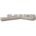 Ver imagem 2 de Sofá de Canto Yale 5 Lugares + Puff e Console com Luminária Couro Pérola 630cm - 69959