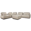 Ver imagem 1 de Sofá de Canto Yale 5 Lugares + Puff e Console com Luminária Couro Pérola 630cm - 69959