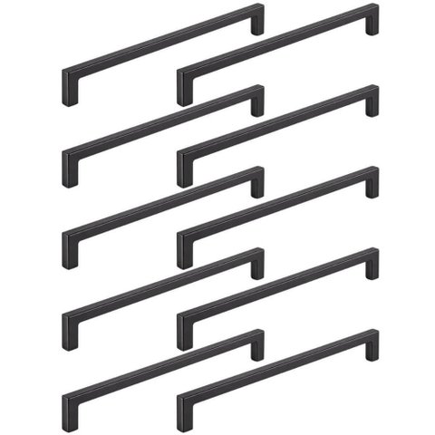 Kit 10 Puxadores Alça para Móveis Linea Zamac 128mm Preto Industrial Portas Gavetas Armários
