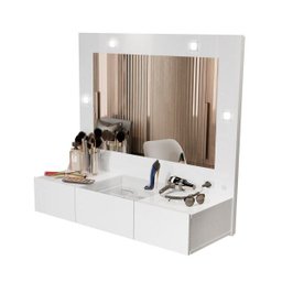 Penteadeira Camarim Suspensa Led 3 Gavetas Branco Sofia - Ofertamo - 2