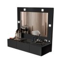 Ver imagem 1 de Penteadeira Camarim Suspensa Led 3 Gavetas Preto Sofia -