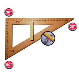 Esquadro de Madeira do Professor em Mdf 30°/60° Escala 40 Cm 2936 Souza - 2