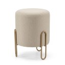 Ver imagem 1 de Puff Banqueta Decorativo com Base de Metal Ferro e Tecido em Linho - Bege/Bronze