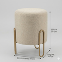 Ver imagem 3 de Puff Banqueta Decorativo com Base de Metal Ferro e Tecido em Linho - Bege/Bronze