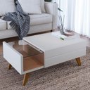 Ver imagem 2 de Mesa de Centro Noronha 1 Gaveta Off White Matte/freijó - Colibri