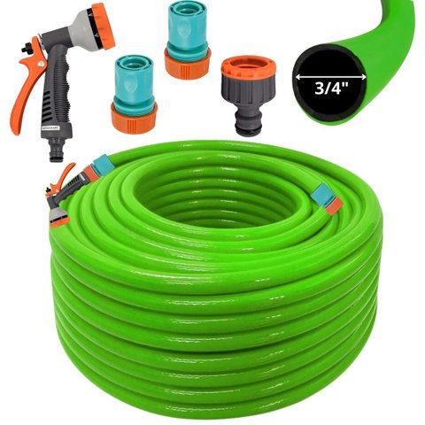 Mangueira Jardim 20m Metros + Esguicho Hidropistola + Engate Rápido 3/4" e 5/8" + Bico P/ Engate Ráp
