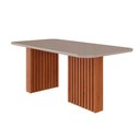 Ver imagem 1 de Mesa para Cozinha Ester C/tampo Madeirado Vidro 180x90cm Cinamomo/off White - Cimol