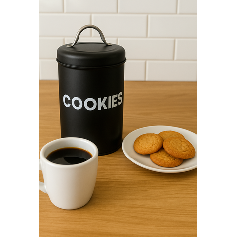 Pote Lata de Mantimentos Industrial Cookies - Linha Dom:preto