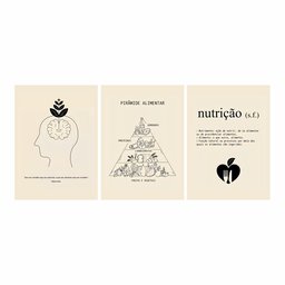 Kit 3 Quadro Decorativo Nutrição Consultório Nutricionista 28x20cm - 3