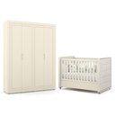 Ver imagem 1 de Jogo de Quarto Infantil Tutto New Guarda Roupa 4 Portas e Berço Off White com Capitonê - Matic Mó