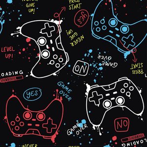 Papel de Parede Temático Gamer com Controles - 3,30x0,50m
