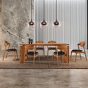 Ver imagem 1 de Mesa de Jantar Tokyo Tampo 180cm Madeira Laminado com 6 Cadeiras Celeste Gold Marrom/Preto/Cinamomo