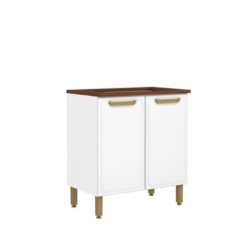 Balcão de Aço para Cooktop 2 Portas Branco Bella Bertolini
