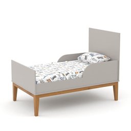 Jogo de Quarto Infantil Unique com Guarda Roupa 3 Portas e Berço Cinza/Eco Wood - Matic Móveis - 6