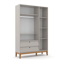 Jogo de Quarto Infantil Unique com Guarda Roupa 3 Portas e Berço Cinza/Eco Wood - Matic Móveis - 3