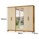 Ver imagem 3 de Guarda Roupa Casal San Diego com Espelho e Armário Multiuso New Egito Carvalho Americano Off White -