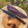 Faca Chef Artesanal 6" Aço Carbono 5160 Fosfatizada com Cabo de Madeira Imbuia e Bainha de Couro - 7