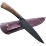 Faca Chef Artesanal 6" Aço Carbono 5160 Fosfatizada com Cabo de Madeira Imbuia e Bainha de Couro - 1