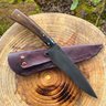 Faca Chef Artesanal 6" Aço Carbono 5160 Fosfatizada com Cabo de Madeira Imbuia e Bainha de Couro - 4