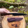 Faca Chef Artesanal 6" Aço Carbono 5160 Fosfatizada com Cabo de Madeira Imbuia e Bainha de Couro - 8