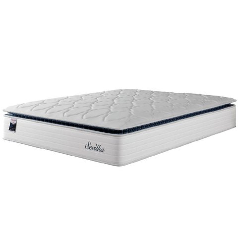 Colchão Casal Queen Molas Ensacadas com Pillow Sevilha 158x198x33cm Branco/cinza Hellen Branco