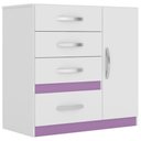 Ver imagem 2 de Cômoda 1 Porta com 4 Gavetas Moval Venus 104.70704.4 Branco/Rosa/Azul/Lilas