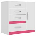 Ver imagem 4 de Cômoda 1 Porta com 4 Gavetas Moval Venus 104.70704.4 Branco/Rosa/Azul/Lilas