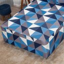 Ver imagem 3 de Lençol Luva Casal Cama Conjugada Colchão e Box Malha Estampada 1 Peça:26 Geométrico Azul