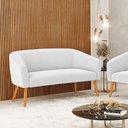 Ver imagem 2 de Sofá Namoradeira Stella Bouclê Off White Pés Palito Castanho - D'Rossi