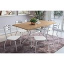 Ver imagem 1 de Conjunto: Mesa de Cozinha Loire C/ Tampo de Madeira 160cm e 6 Cadeiras Portugal Cromada/nogueira -