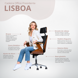 Cadeira para Escritório Presidente Office Lisboa Rivatti Móveis Preto Preto - 3