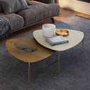 Ver imagem 2 de Kit 02 Mesas de Centro para Sala de Estar Pés Industrial Dourado Alef I03 Louro Luna - Lyam Decor
