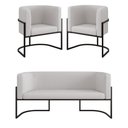 Ver imagem 1 de Kit Sofá 2 Lugares + 2 Poltronas Recepção Veludo Preto Bege