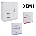 Ver imagem 1 de Cômoda 3 em 1 com 4 Gavetas e 1 Porta Adulto ou Infantil Mdp