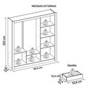 Ver imagem 7 de Guarda Roupa 3 Portas E 2 Gavetas Marrom New Glass Caemmun