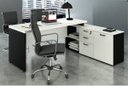 Ver imagem 1 de Mesa para Consultório em L 1,90x1,60 Web40 40mm com Armário de 1 Porta e 3 Gavetas Branco/Preto
