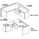 Ver imagem 3 de Mesa para Consultório em L 1,90x1,60 Web40 40mm com Armário de 1 Porta e 3 Gavetas Branco/Preto