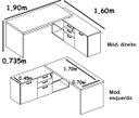 Ver imagem 3 de Mesa para Consultório em L 1,90x1,60 Web40 40mm com Armário de 1 Porta e 3 Gavetas Branco/Preto