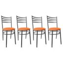 Ver imagem 1 de Conjunto 4 Cadeiras Jantar de Metal Preto e Assento Estofado Laranja